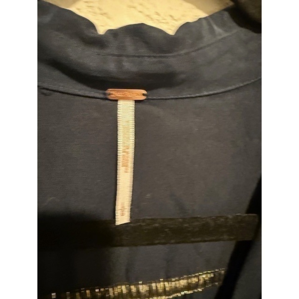 Free People Women's Off Campus Tencel Utility Shirt Gold Trim Button Down Blouse - Picture 3 of 10